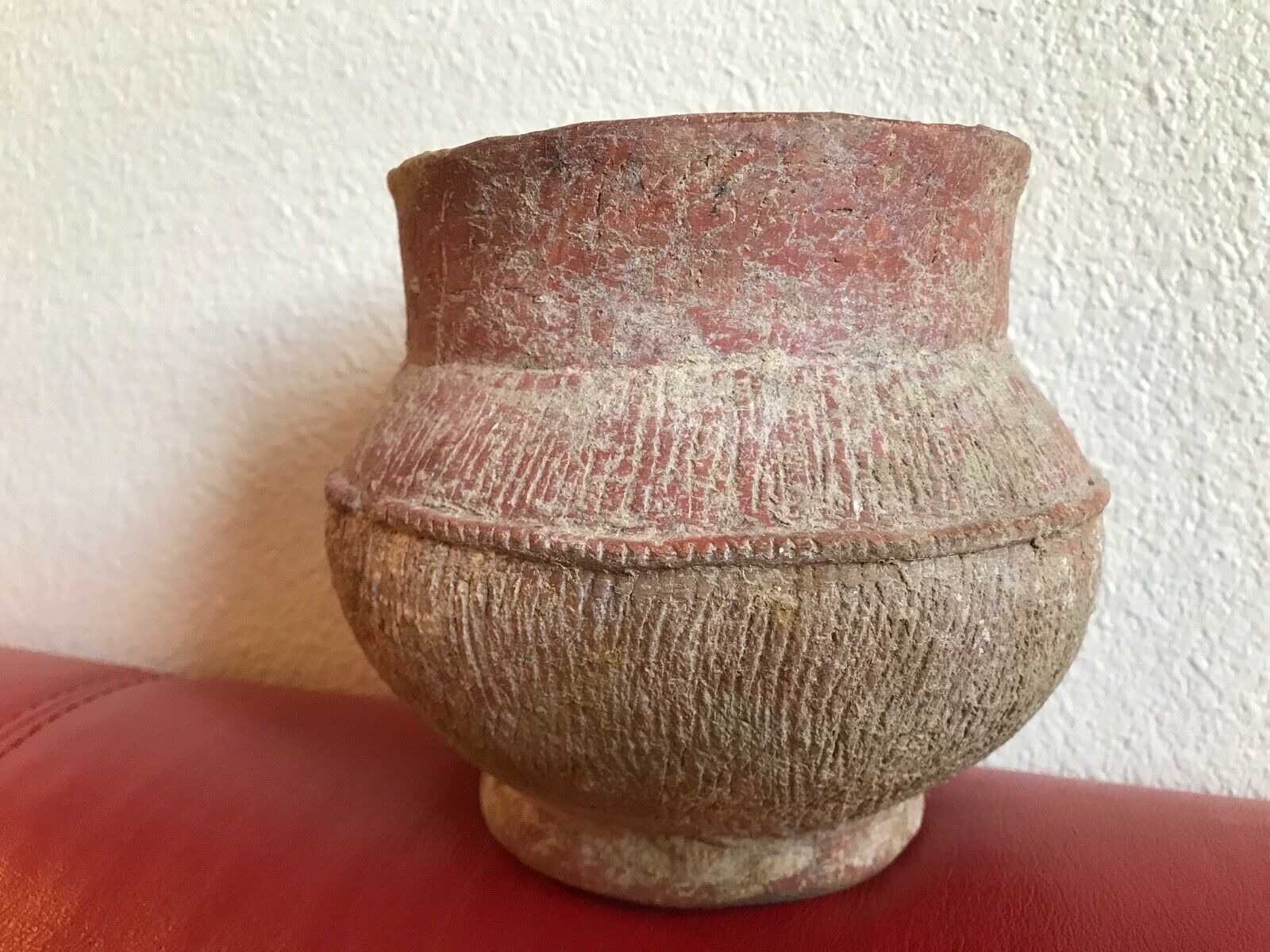 Archaic Ban Chiang Pottery Jar Thailand Red Earthenware With Incised Designs #2